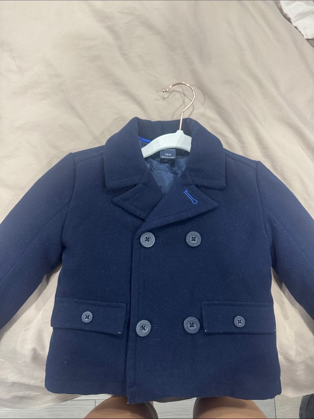 Nautica Boys' Navy Double-Breasted Peacoat